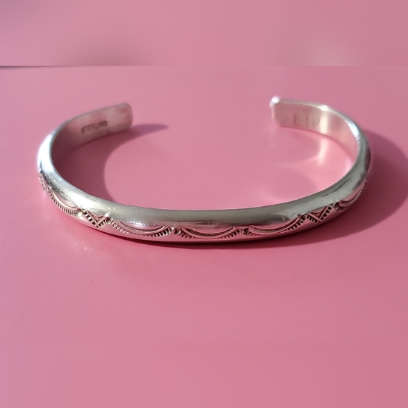 Native American Indian Hand Made Laguna Navajo Sterling Silver Cuff Bracelet - Picture 8 of 8